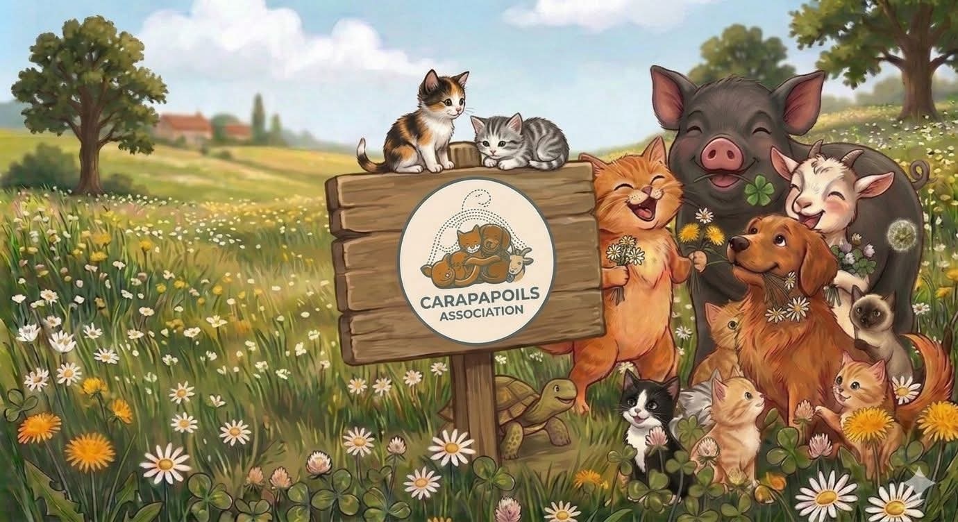 Les animaux de Carapapoils dans un champ fleuri